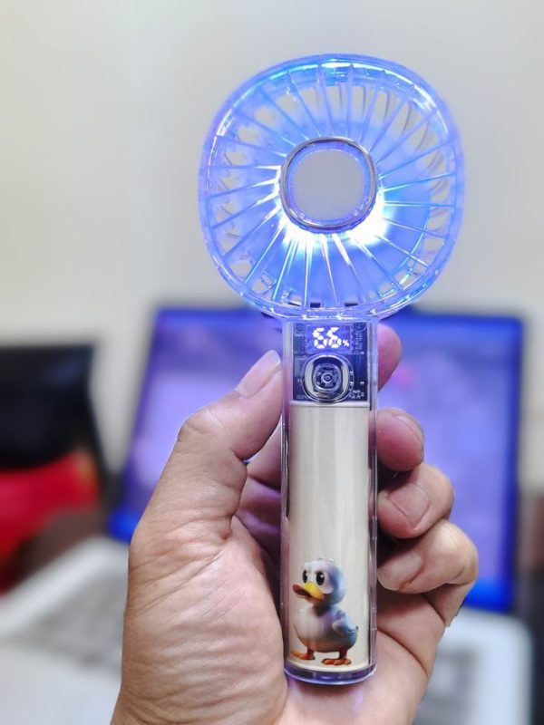 手持风扇 Handheld Fan 透明手持风扇 数字屏幕显示（电池状态和风力） - 图片 3